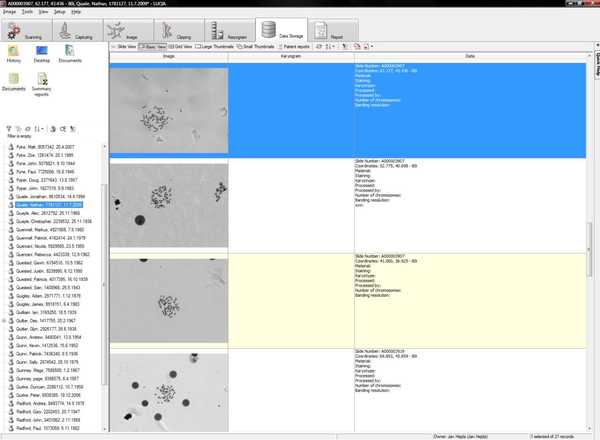 High magnification images displayed in the basic database view image