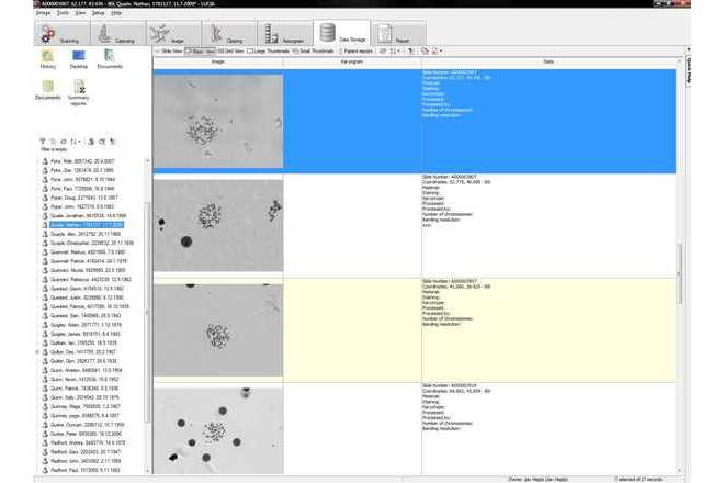 High magnification images displayed in the basic database view image